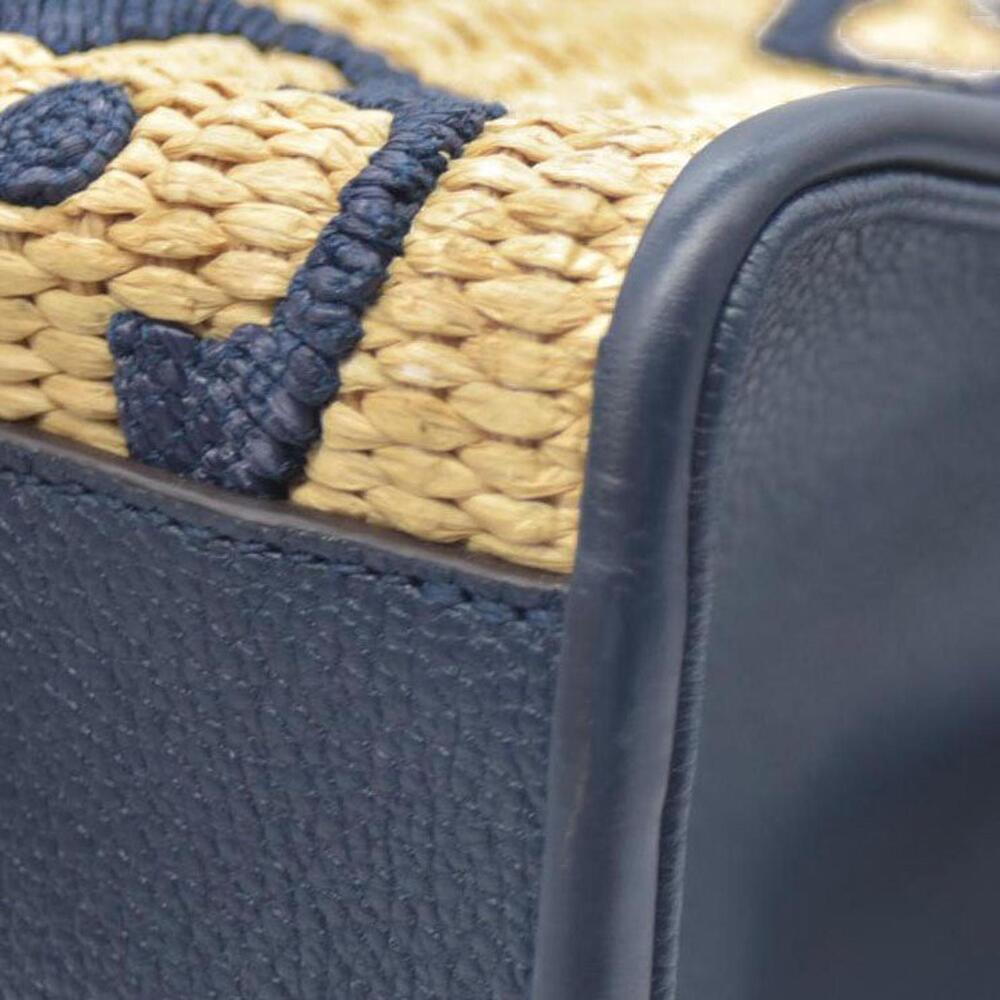 Louis Vuitton Raffia Calfskin Monogram Giant Onthego MM Blue - Picture 14 of 15